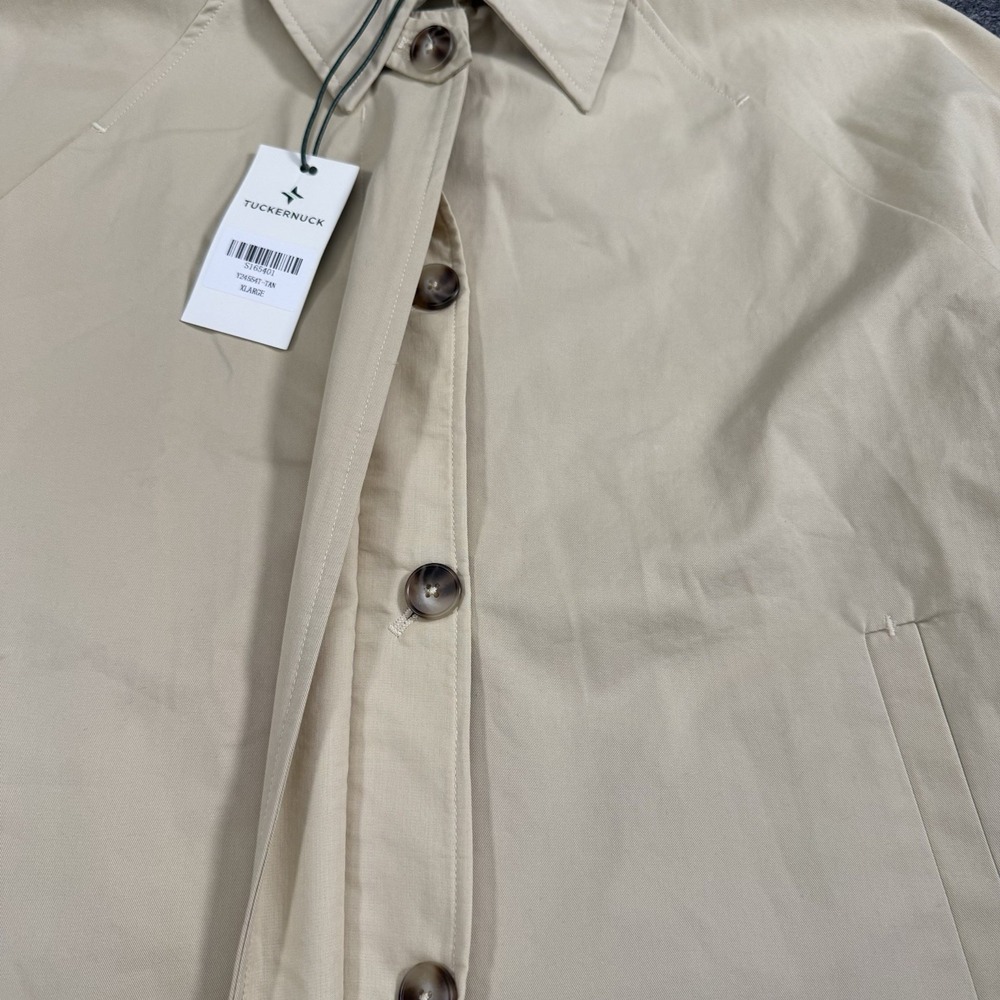 Tuckernuck Khaki Drew Short Trench Coat Women XL Boxy Oversized Button Front NEW - Picture 5 of 15